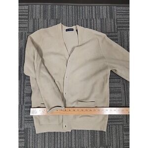 Vtg John Ashford Woolmark Cardigan wool Sweater Grandpa Unisex‎ Tan  Classic M
